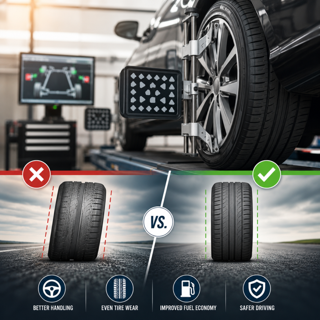 Wheel alignment bad vs good comparison